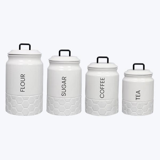 21308 CERAMIC MODERN COUNTRY CANISTER SET/4