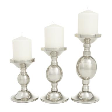 23549 Silver Candle Holder S3 - A&B Wholesale Market Inc