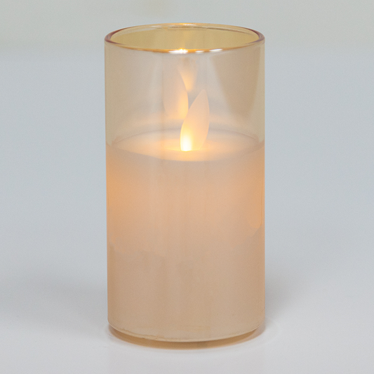 5853-AMBER 2"Dx4"H AMBER LED GLASS CANDLES
