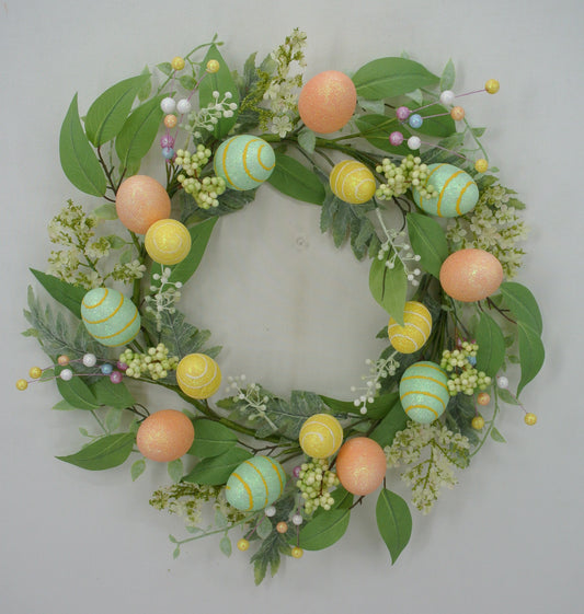 83372 Eucalyptus Egg Berry Wreath - A&B Wholesale Market Inc
