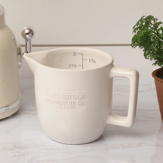 8PT1616 White Cottage Ceramic Measuring Cup - A&B Wholesale Market Inc