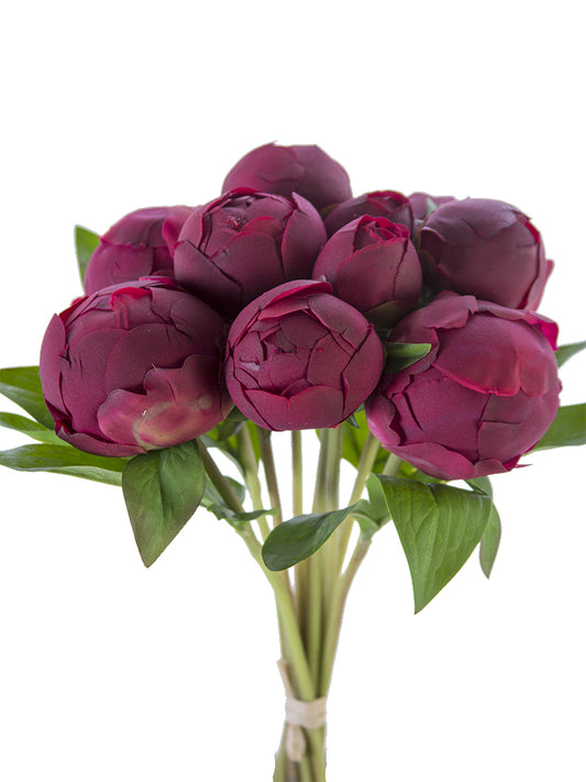 2253003XR 12" PEONY BUD BUNDLE X10 FRESH TOUCH- DARK RED