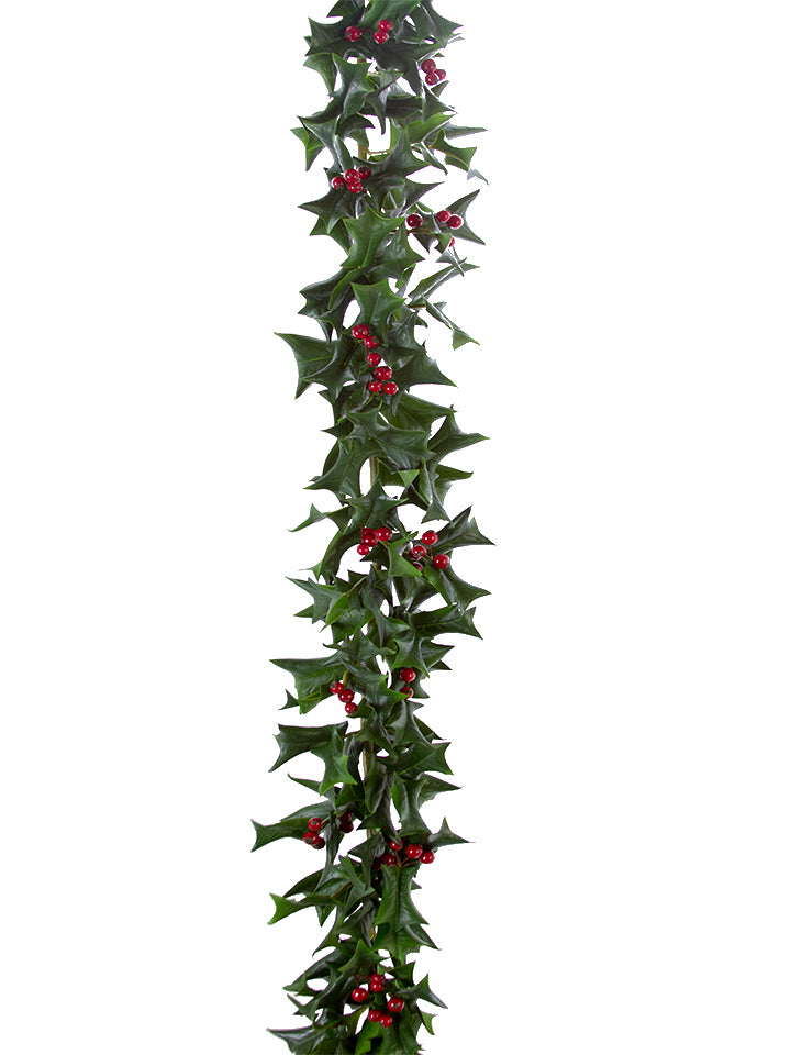 2833361GR 5' Holly Leaf & Berry Garland - A&B Wholesale Market Inc