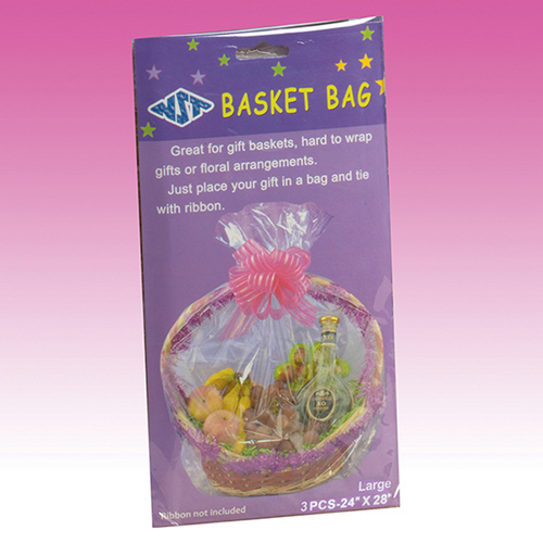 1250-Clear Large Basket Gift Bags 3 Pcs