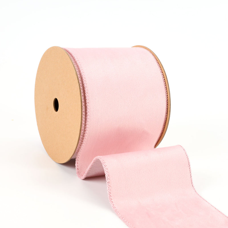 7201W-150-100E 4" Reversible Classic Velvet/Shimmer Wired Ribbon | Quartz Pink 10Y