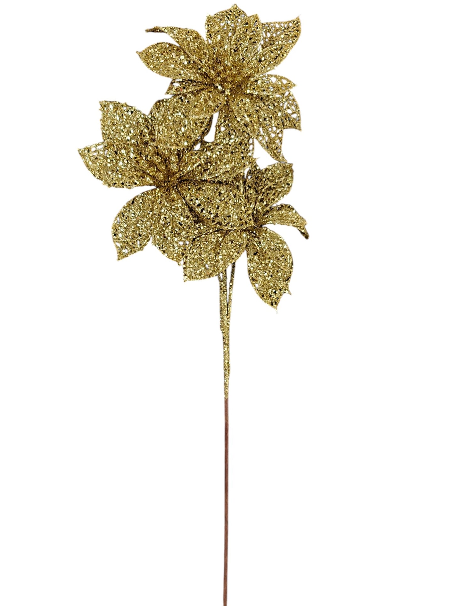 63311  XMAS POINSETTIA SPRAY X3 GOLD