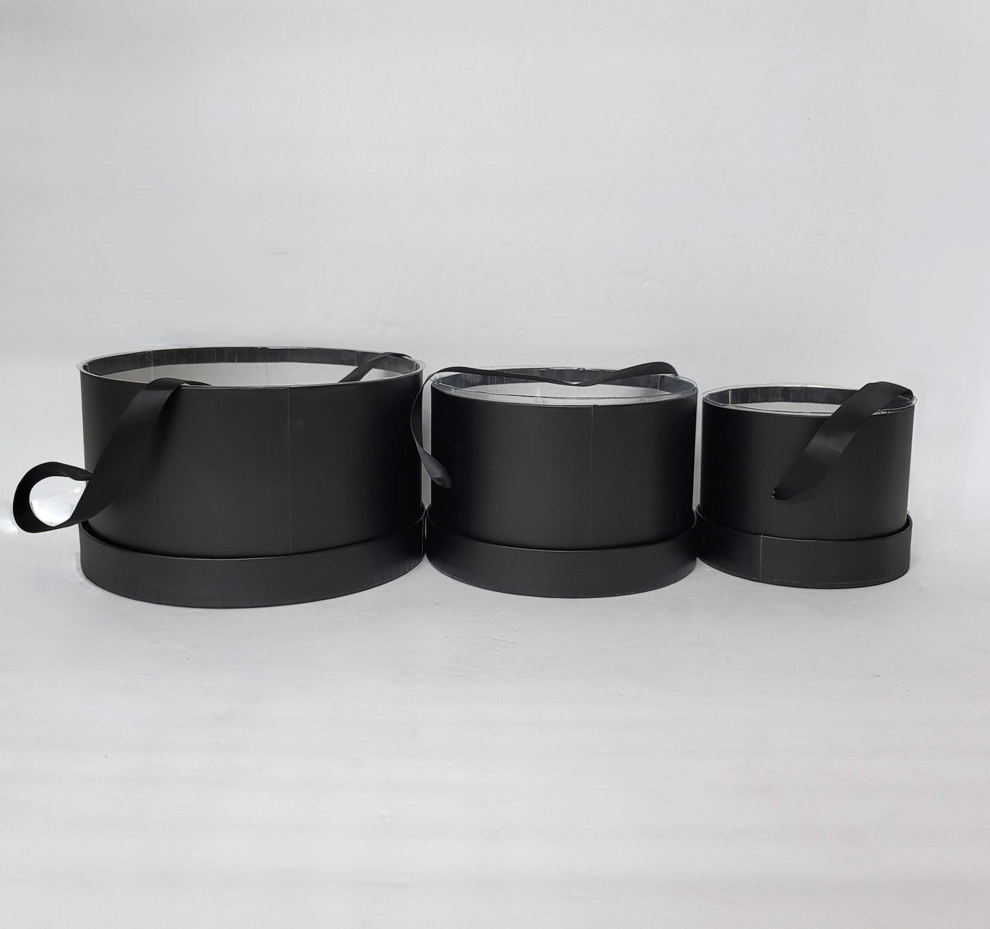 PB21  Round Black Hat Boxes w/Liners S3