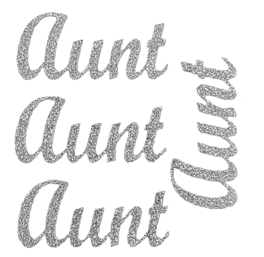 415930  AUNT- SILVER GLITTER STICKER