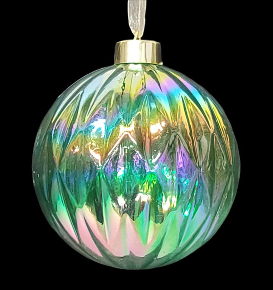 84635  XMAS ORNAMENT 12CM GREEN IRRRIDESCENT