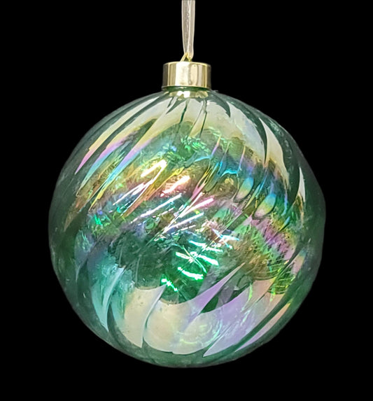 84639 BALL ORNAMENT 15CM GREEN IRIDESCENT