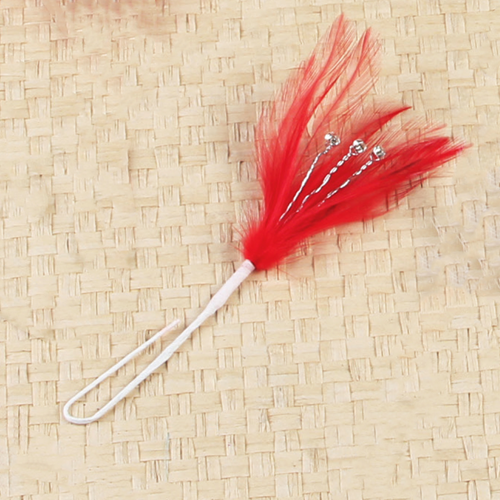 2026-Red Rhinestone Feather Spray