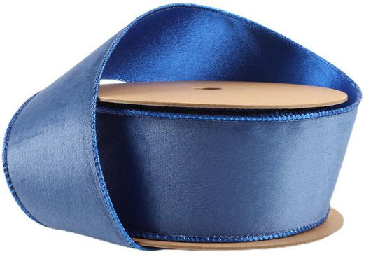 7115W-352-63E   2 1/2"  Reversible Classic Velvet Wired Ribbon | Electric Blue/Shimmer Blue 10Y