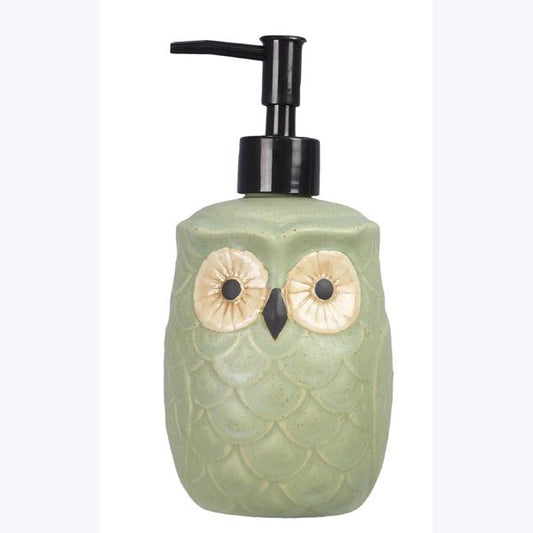 22281 STONEWARE OWL SOAP DISPENSER