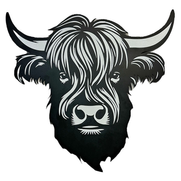 22548  METAL HIGHLAND COW HEAD, 15.75"X11.5"