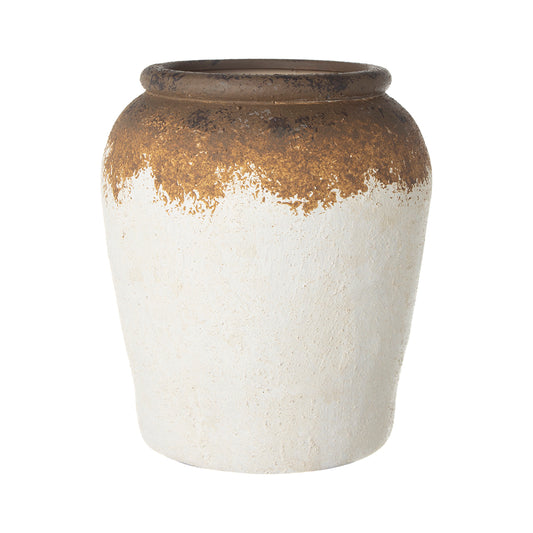 460182 White and Brown Ceramic Vase