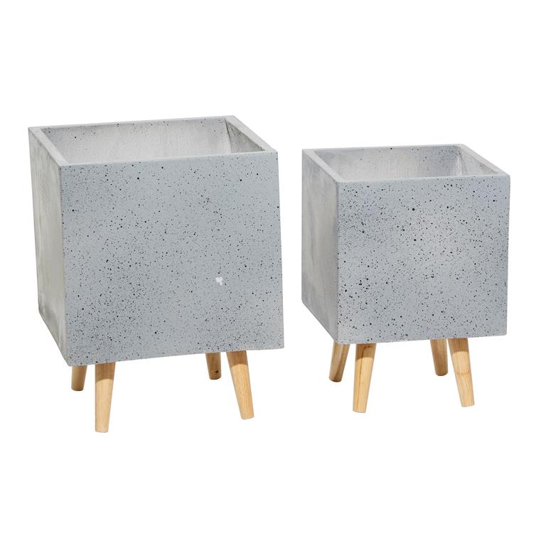 46532 GREY MGO CONTEMPORARY PLANTER