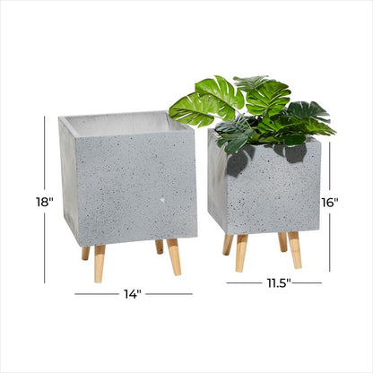 46532 GREY MGO CONTEMPORARY PLANTER