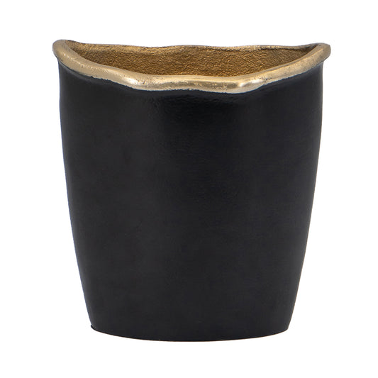 49887 Black/Gold Aluminum Flower Vase w/Curved Rim - A&B Wholesale Market Inc