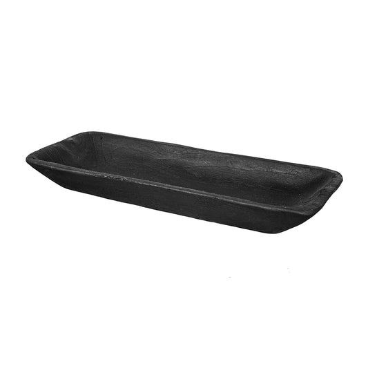 49933-BLAC Teak Wood Rectangle Tray, Black