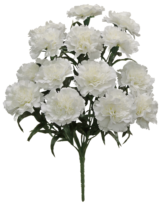 56996-WT 18" CARNATION BUSH X14 - A&B Wholesale Market Inc