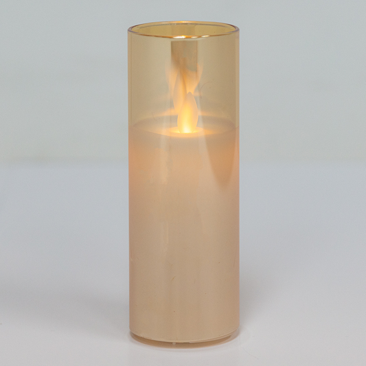 5855-AMBER 2"Dx6"H AMBER LED GLASS CANDLE