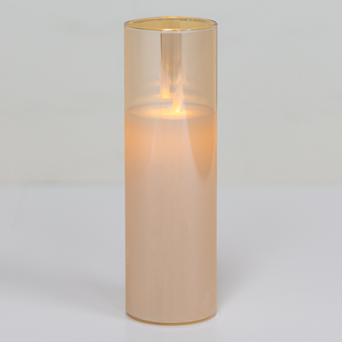 5856-AMBER 2"Dx7"H AMBER LED GLASS CANDLES