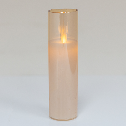 5857-AMBER 2"Dx8"H AMBER LED GLASS CANDLES