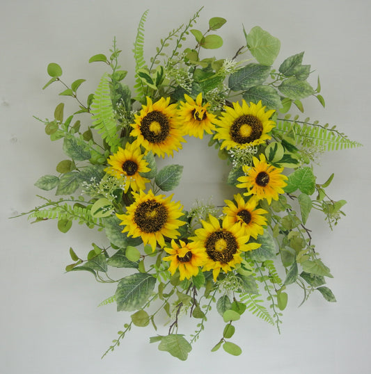 62198 24" Sunflower Wreath - A&B Wholesale Market Inc