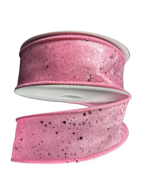 72427-09-03  PINK GLITTER LUSH VELVET, 1.5" x 10Y