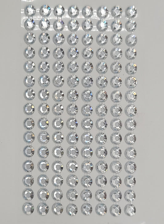 7432-SILVER  8MM ROUND GEMSTONE STICKER, 120 PCS/PACK