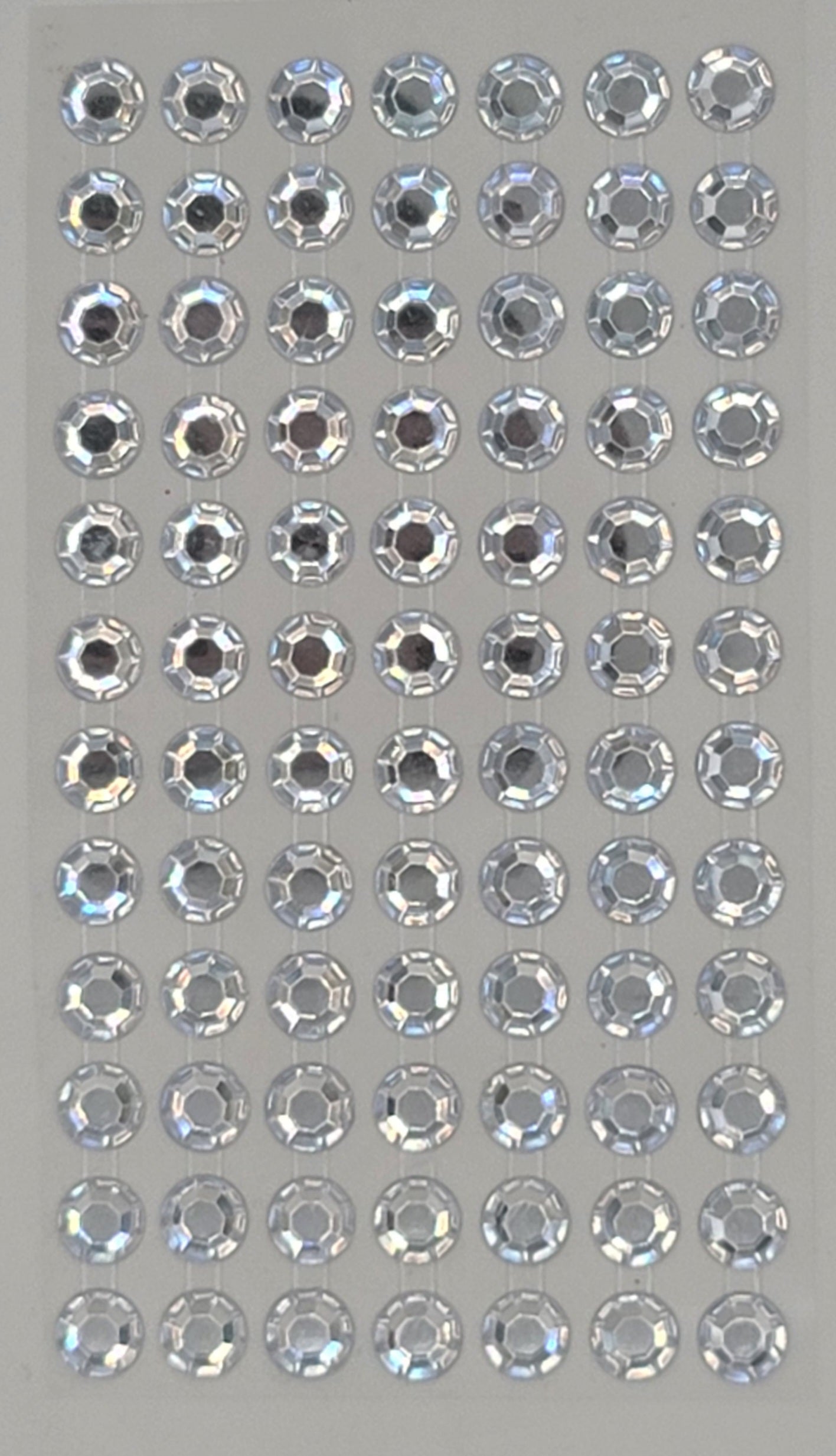 7433-SILVER  10MM ROUND GEMSTONE STICKER, 84 PCS/PACK