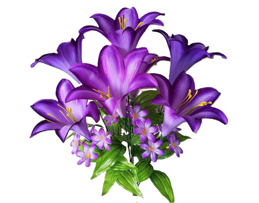 76685 Large Trumpet Lily Bush x7 PURPLE