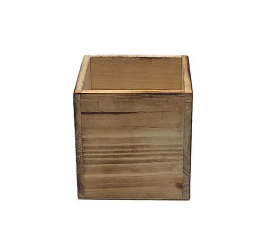 7941BR Brown Wood Cube Large