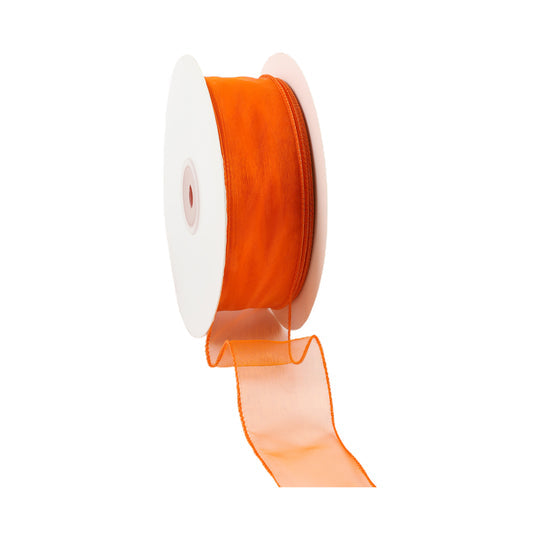 8011W-058-38I   1 1/2" WIRED SHEER RIBBON|ORANGE 50YDS