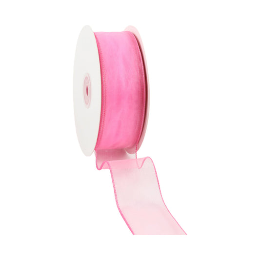 8011W-156-38I   1 1/2" WIRED SHEER RIBBON|HOT PINK 50YDS