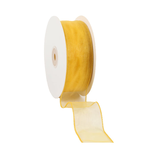 8011W-630-38I   1 1/2" WIRED SHEER RIBBON|YELLOW 50YDS