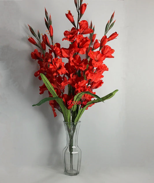 80358-RD  30" GLADIOLUS BUSH X5- RED