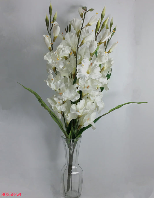 80358-WT  30" Satin Gladiolus Bush x5