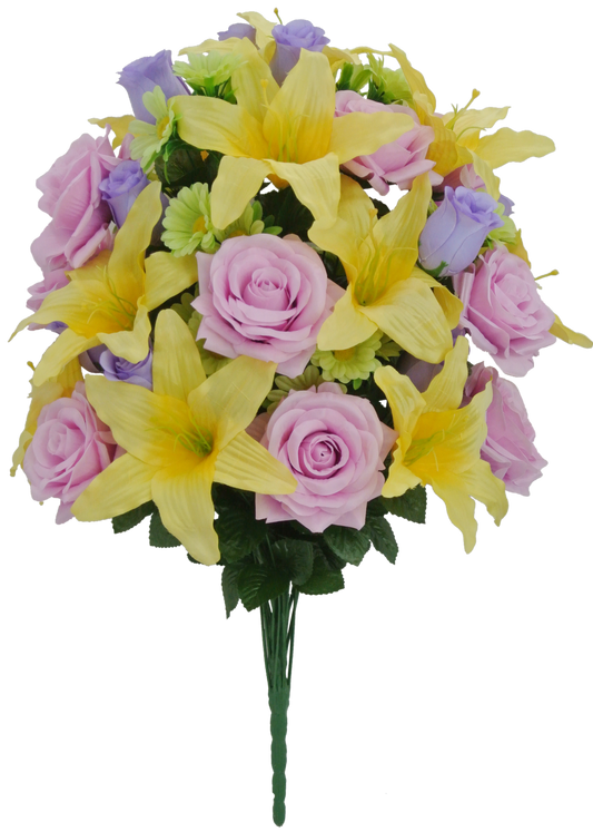 80359A-PASTEL  28" LILIUM ROSE MIXED BUSH X36-PASTEL