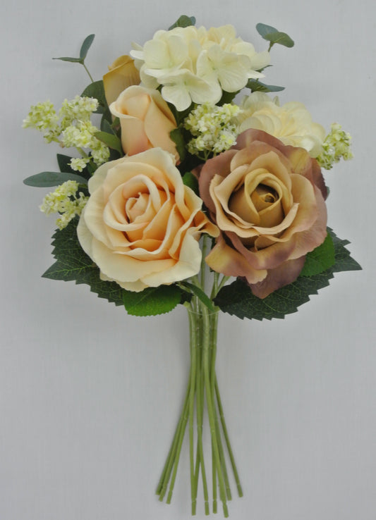 81959-BEBRN 17" HYDRANGEA ROSE BUNDLE