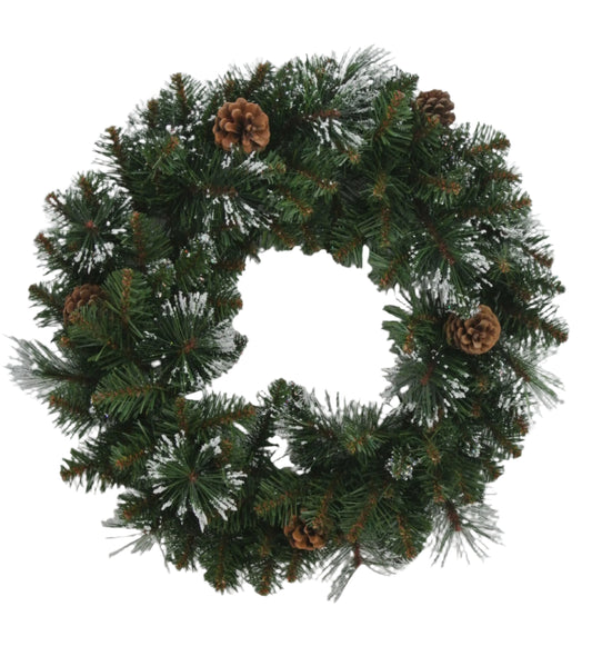 82291 24" Wreath with Iced - A&B Wholesale Market Inc