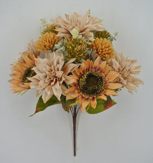 83614-LT.BRN  19" MIXED DAHLIA SUNFLOWER