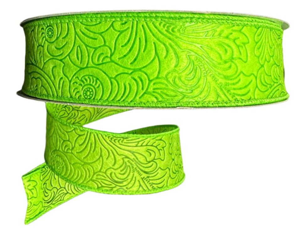 984209-09C LIME FLOWER EMBOSSED 1.5"X50Y