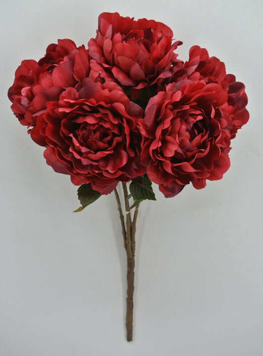 84615-RD  19" SATIN PEONY BUSH X5