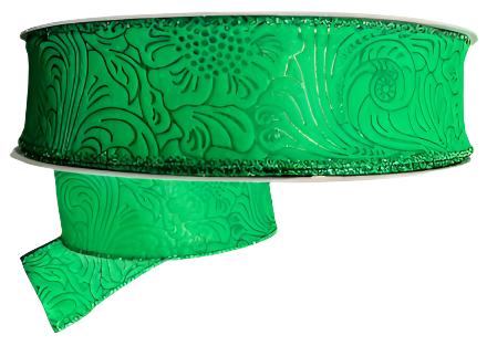 984240-17C | 2.5" | EMERALD | FLOWER EMBOSSED | WATER RESISTANT | 50YD