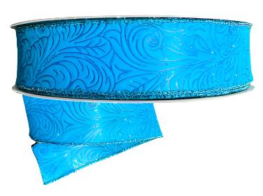 984209-39C | 1.5" | TURQUOISE | FLOWER EMBOSSED | WATER RESISTANT | 50YD