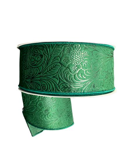 984240-07C HUNTER GREEN FLOWER EMBOSSED 2.5"X50Y