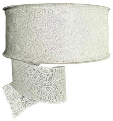 984240-01C  | 2.5" | WHITE | FLOWER EMBOSSED | WATER RESISTANT | 50YD