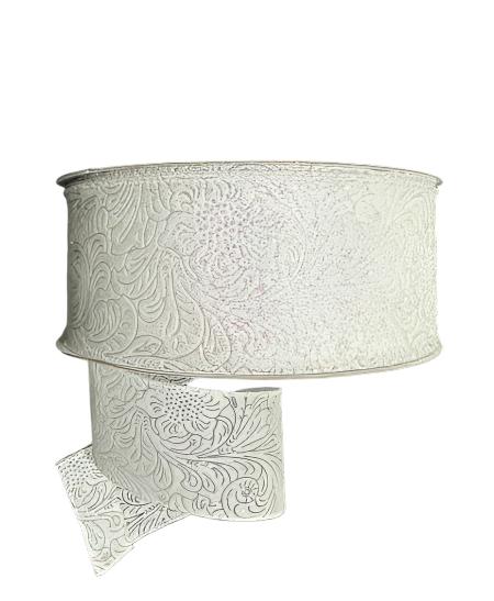 984240-01C WHITE FLOWER EMBOSSED 2.5"X50Y