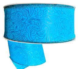 984240-39C TURQUOISE FLOWER EMBOSSED 2.5"X50Y